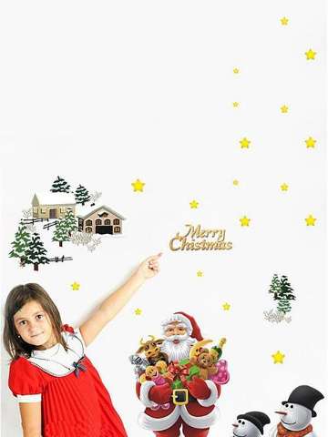 Christmas Decoration New Santa Claus Backdrop Stickers Wall Window Stickers