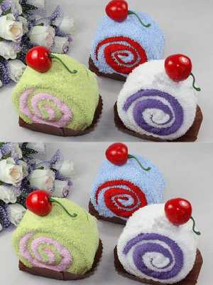Favor Roll Cotton Cake Towel Swiss With Cherry Fruits Top Decor Party Gifts
