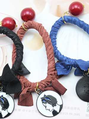 Korean Fashion Bowknot Red Pearl Hair Ring Hair Band Women's Hair accessories High Elastic Hair Ropes With Beauty's Head Pendant