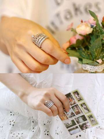 Fashion Crystal Rhinestone Crown Shaped Ring 2pcs Jewelry Little Finger Ring Party Rings Finger Tips