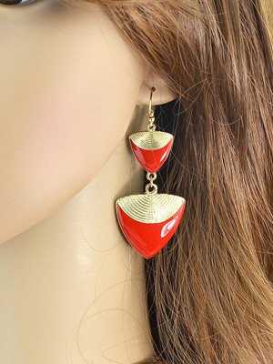 Etnico Jewelry Bijoux Gold Color Enamel Triangle Shape Long Drop Earrings for Women Maxi Brinco