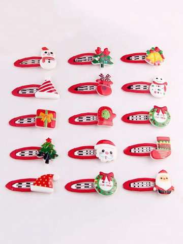 Christmas Element Gift Kid Children Hair Clip Hairpin(1 Pair) Cute Style Red Hairpin OnePair