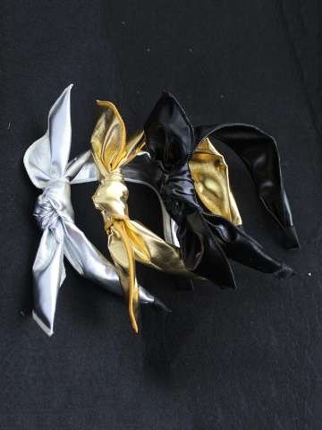 Women's Streamer Turban PU Bow Headband Oversized Bowknot Twisted Knotted Hair Band Fashion Accessories