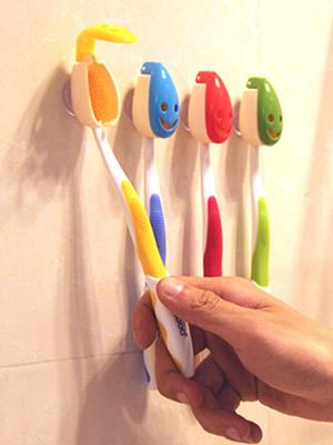 Creative Smile Face Toothbrush Cover Holder Case Suction Cup Bath Tube Travel Household 4PCS