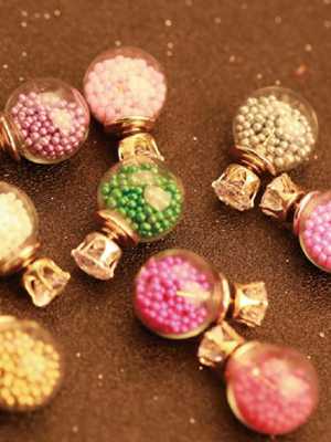 New Bulb Design Ear Stud Candy Color Double Sides Zircon Glass Ball Earrings