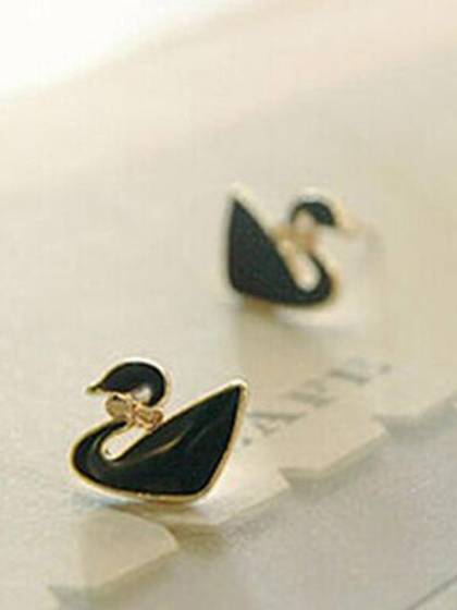New Fashion Elegant Black Bowknot Swan Simple Ear Stud Earrings
