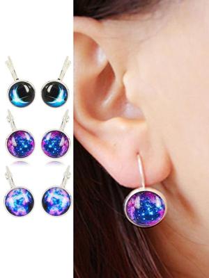 Galaxy Earring Space Silver Plated French Lever Back Copper Earrings New High Quality Brand Personality Gift
