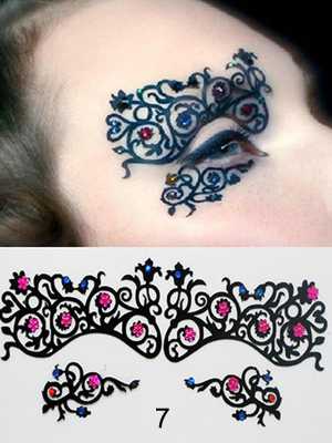 Hollow Out Lace Eyeshadow Sticker Makeup Artistic Flowers / Musical Notes / Phoenix Design Eye Mask Party Cosmetic Face Tattoo