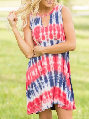 Sexy Line Strip Sleeveless Print Casual Mini Dress