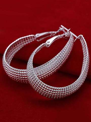 Hot Sale!!925 Silver Earring Fashion Sterling Silver Jewelry Flat U Web Earrings