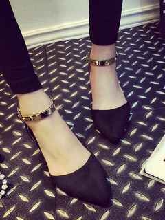 Women's Autumn Sexy Elegant Stylish Slip Flat With Alloy Chain Pointy Suede Pointed Toe Flats Shoes