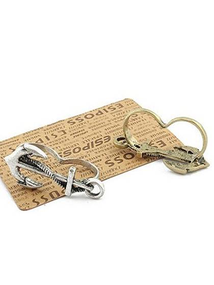 Fashion  New  Personality Bicyclic Anchor Ring Gold Silver Alloy Rings
