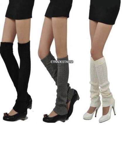Women Girl's Knee High Socks Knit Crochet Winter Leg Warmer Leggings Socks