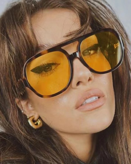 1Pair Retro Flat Top Leopard Square Sunglasses