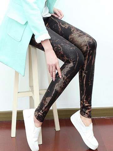 Women PU Leather Legging Serpentine Print Elastic Fitness Pants Sexy Pencil Stretch Skinny Trousers