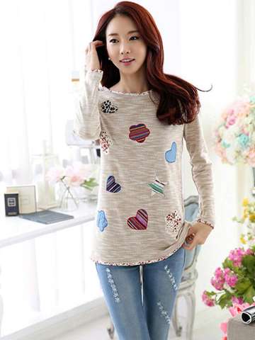 Women's Casual Heart Star Geometry Printed  Long Sleeve Autumn Winter Sweater