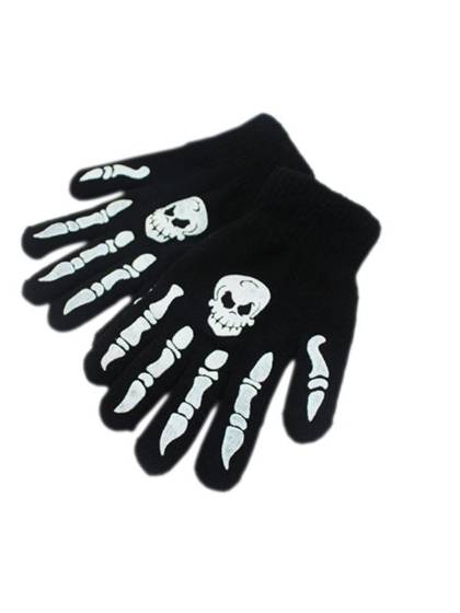Halloween Skull Decoration Gloves Personality Acrylic Knitted Thermal Magic Offset Gloves