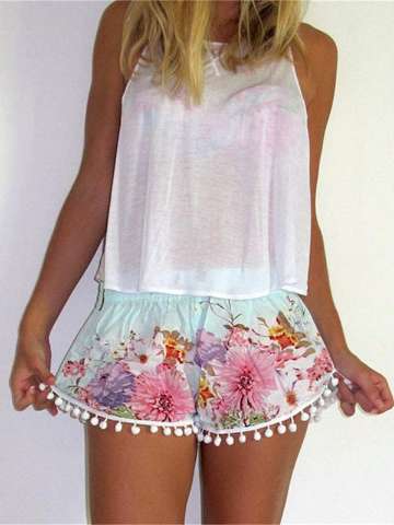 Women's Hot Sexy Hawaiian Holiday Style Floral Print Casual Mini Beach Soft Short Pants Bottom