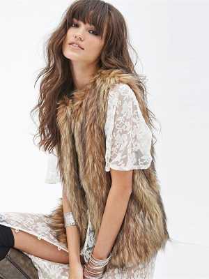 Women's Fashion Furry Faux Fur Body Warmer Long Vest Waistcoat Gilet Sleeveless