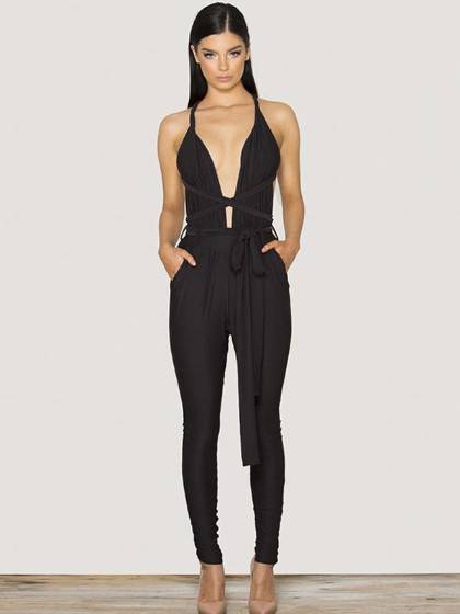 Elegant High Waist Rompers Jumpsuits One Shoulder Full Length Pants Overalls For Women