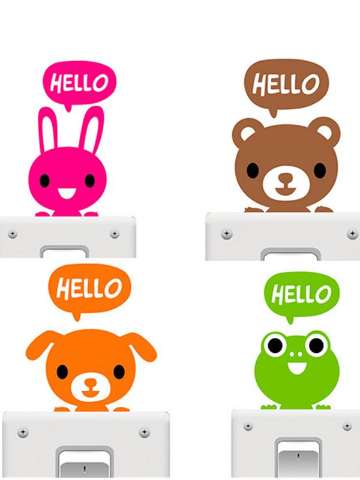 Decorative PVC Wall Stickers Cartoon Cat Switch Stickers Removable