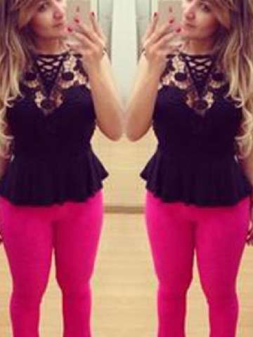 Women's Cool Fashion Black Lace Stitching Vest Sexy Sleeveless Tops