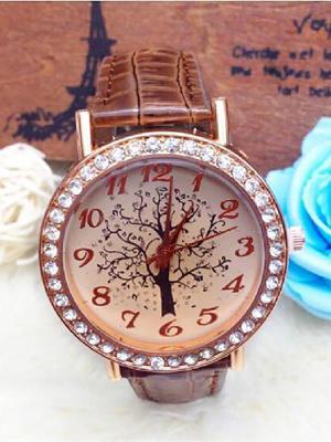 Apple Tree Design Casual Leather Watch Christmas Gift Dress Quartz Watch
