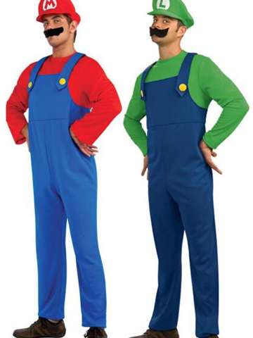 Adult Classic Halloween Costumes Super Mario Bros' Luigi Mario Carnival Costume Roleplay Fancy Party Dress