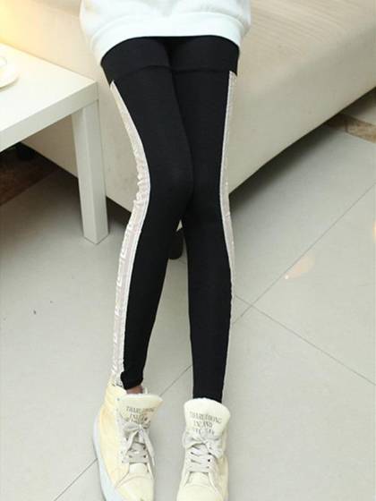Women's Fall Fashion Plus Size Side Lace Mesh Stitching Stretchy Cotton Pants Skinny Leggings
