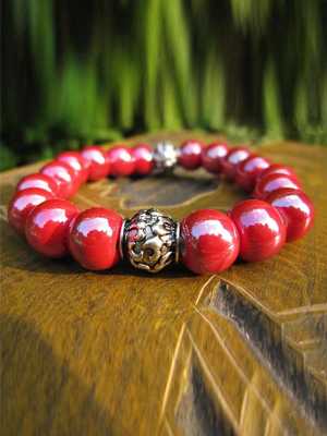 New Creative Charm Red Round Ceramics Bracelet Jewelry Accessories