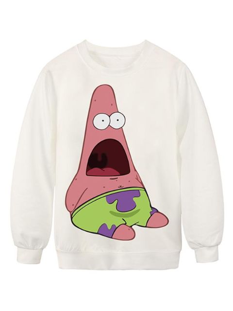 Casual Cute Digital Print Surprised Pat Meme Beading Hoodies Sweatshirt Pullover for Women Sportswear