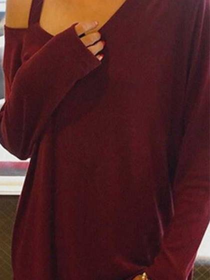 Women's Spaghetti Strap Long Sleeve T-shirt Autumn Bottoming Shirts