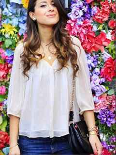 Women's 2015 Autumn Fashion Casual Top Sexy Long Sleeve Blouse Chiffon Tops