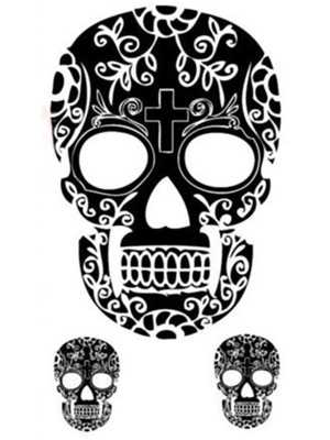 Halloween Cosplay Skull Floral tattoo Stickers Decals Skull Temporary Tattoo Body Art