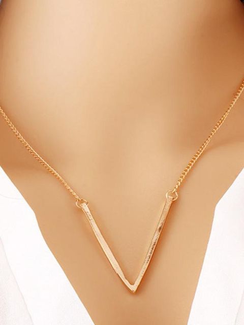 New Gold Elegant "V" Shape Chain Necklace Pendant Necklace