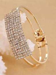 New Fashion Elegant Women Bangle Wristband Bracelet Crystal Cuff Bling Lady Gift