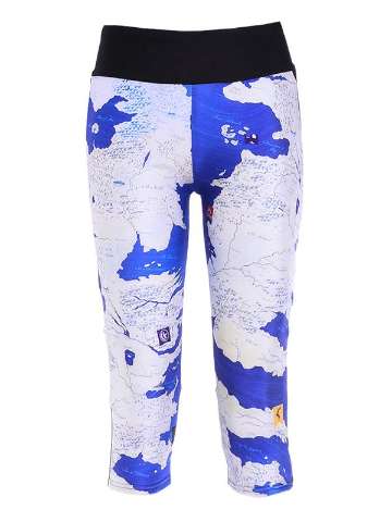 New Polyester Fibers Elastic Digital Print Map High Waisted Lift The Hips 3/4 Leggings For Yoga Workout Fitness Exercise