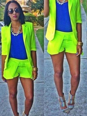 Women's Fall Fashion OL Suit Sets Coat Short Cardigan Outwear Blazer Short Pants
