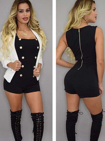 Women's Sexy Low-cut Hip Package Club Jumpsuit Solid Sleeveless Bodycon