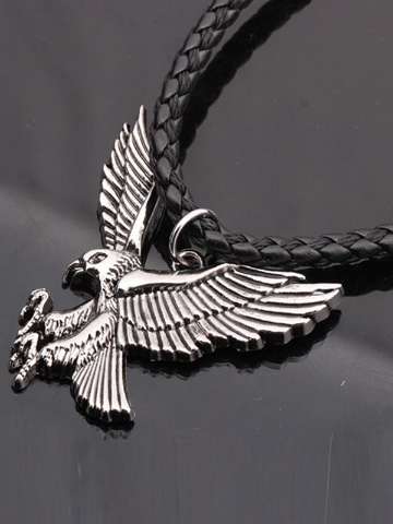 Hot Punk Gothic Street Style Eagle Pendant Leather Strap Necklace Fashion Jewelry Club Wear