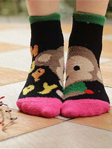 2015 New Winter and Autumn Thick Cartoon Cute Happy Monkey High-grade Coral Women's Socks