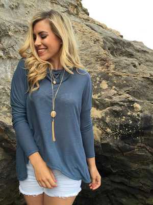 Fall Fashion Women's High-neck T-shirt Long Sleeve Cotton Tops Spit Sweatshirt Pullover