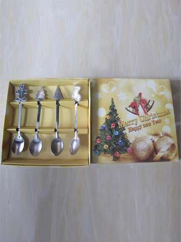 Christmas Tableware Stainless Steel Tableware Spoon 4PCs Set Coffee Spoon Small Spoon