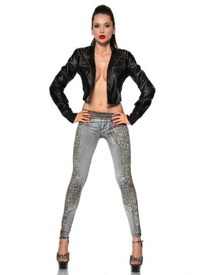 Sexy Leopard Print Denim Jeans Look Sexy leggings Skinny Tights Pants