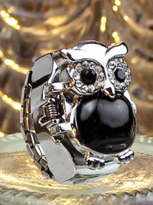 2015 Hot Sale New Arrival Creative Women Fashion Watch Lady Girl Steel Quartz Finger Ring With-watch Retro Owl Finger Watch