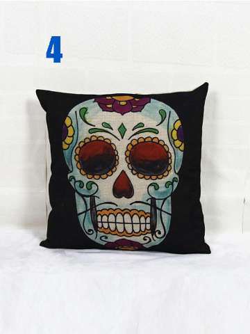 Factory Directly Sale Synthesis Of Linen European Retro Skull Pillow Cases Creative Customed Printing Sofa Cushion