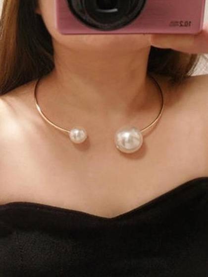 New Personality Elegant Open Pearl Necklace Jewelry Accessories