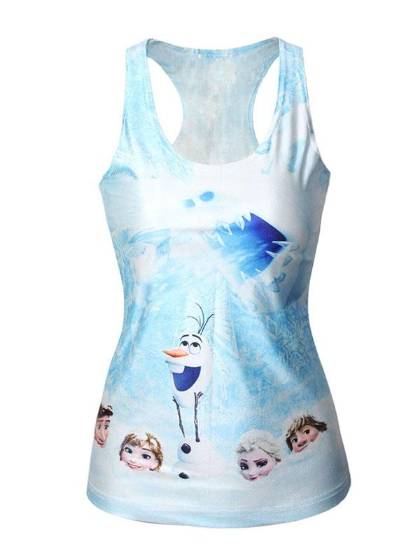 Women's Summer Fashion 3D Digital Cartoons Fantastic Print Sleeveless Slim Fashion Vest Tanks T-shirt