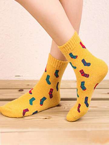 New Autumn And Winter The Rabbit Wool Socks With Socks Pattern Thickened Warm Socks For Women