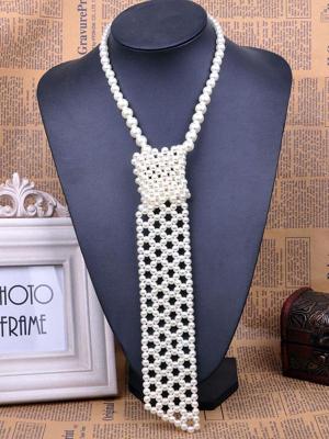 New Elegant Tassel Pearl Tie Shape Clavicle Chain Necklace Pendant Necklace